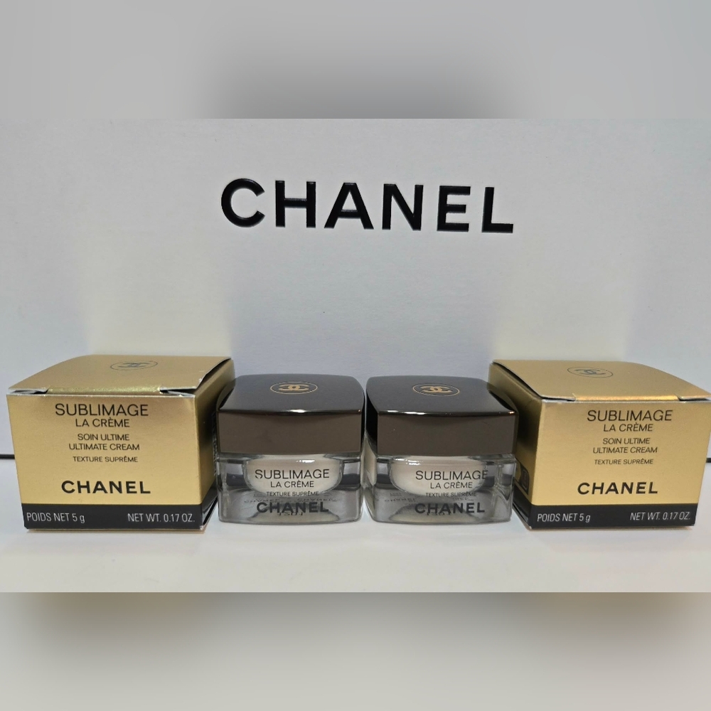2xCHANEL SUBLIMAGE LE CRÈME TEXTURE SUPREME MINI Glass Jar 5g  Repair New